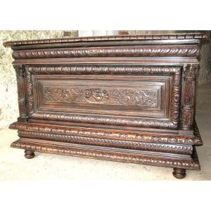 Norman Wedding Chest With Carved Panels Of The Seventeenth