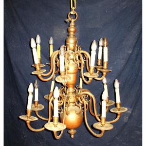Large Dutch Chandelier Early 19th With 16 Sconces