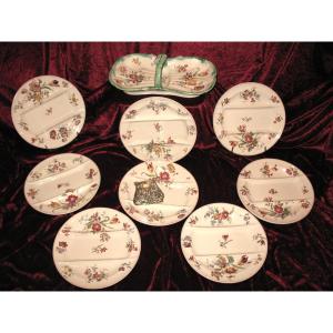 Longchamp Earthenware Asparagus Service, 19th Century Pompadour Decor