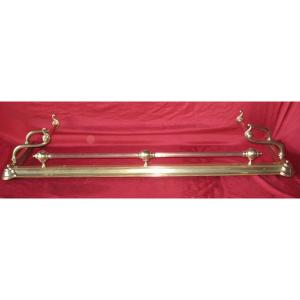 Fireplace Bar Andirons Bronze Ash Trap 19th Time