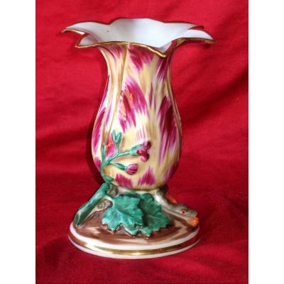 19th Century Paris Porcelain Tulip Vase In The Style Of Jacob Petit