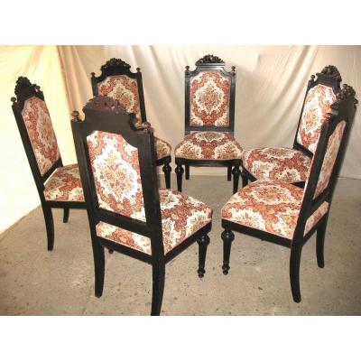 Suite Of 6 Mahogany Chairs Napoleon III Louis XVI Style