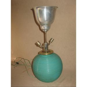 3-light Lamp In Glazed Sandstone In Art Deco Style From The 1950s