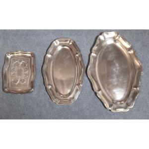 3 Louis XVI Style Silver-plated Dishes