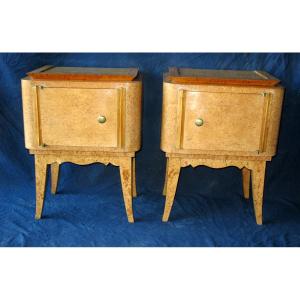 Pair Of Bedside Tables In Norwegian Birch, 1940-50