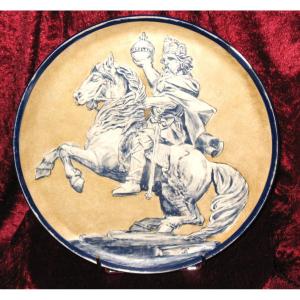 Earthenware Dish Of Choisy The King 19th Time Charlemagne On His Horse