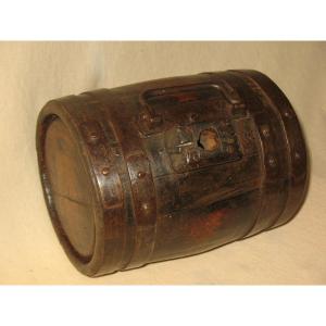 Small Barrel Of Winegrower In Wood Circled With Iron 19th Time Folk Art Harvest