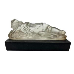 Crystal Putto On Marble Base