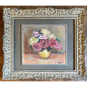 Brown Stone Rose Bouquet Painting
