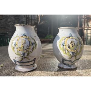Pair Of Ceramic Pharmacy Jars 