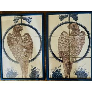 Pair Of Panels ,delft Earthenware Tiles