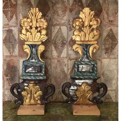 Pair Of Golden And Polychrome Woods