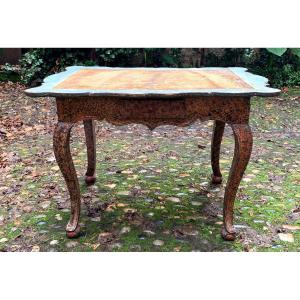 Aragonese Table In Polychrome Wood