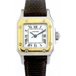 Cartier - Santos Carrée - Gold/steel/leather - Automatic - Small Model (women's)