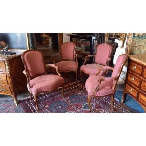 Suite Of Four Cabriolet Armchairs Louis XV Period