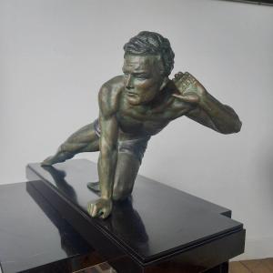 "the Watcher" Large Subject Regulates Art Deco, Jean De Roncourt