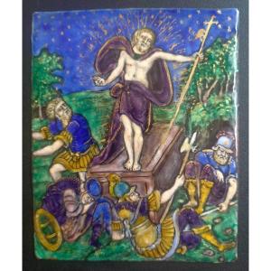 After Pierre Reymond : Enamel On Copper "scene Of The Passion, The Resurrection"