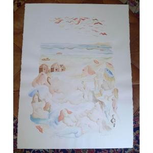 Jacques Cinquin (1932-2019) " Noirmoutier - Ladies Beach" Watercolor