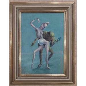 Willi Scheuer (born 1923) "the Hypocrite" Oil On Panel