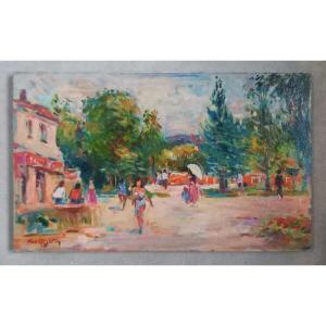 Max Agostini (1914-1997) "la Chaumerette" Oil On Canvas (33x55)