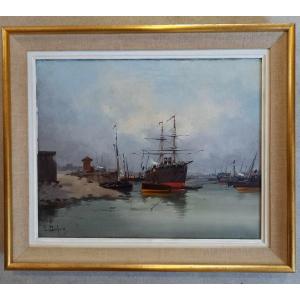 Eugène Gallien-laloue, Under The Pseudonym Of Léon Dupuy. "steamboat At The Entrance To A Port"