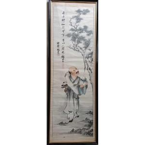 "homage To The Buddha" Ink And Watercolor On Paper, China Late 19th Century 