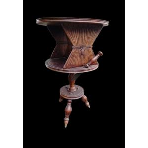 Charles Dudouyt: Pedestal Table Forming A Revolving Bookcase, 1920s