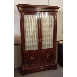 Mahogany Veneer Display Cabinet. Second Half Of The 19th Century, Empire Style Work