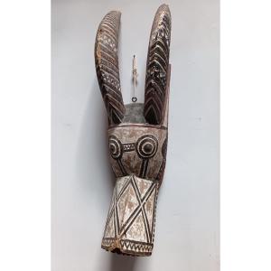 Samo Antelope Mask, Burkina Faso. Polychrome Light Wood. Old Label Inside.