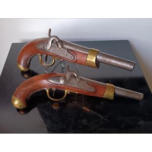 Two Flintlock Pistols Converted To Percussion, Model An 13 Cavalry Type, Modified For Civilian Use