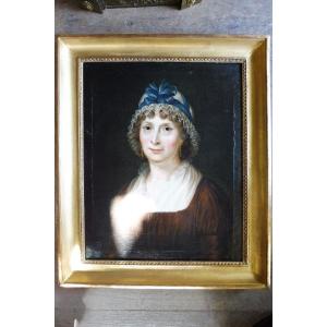 Hst Dated 1809 "portrait Of Lady In Bonnet"