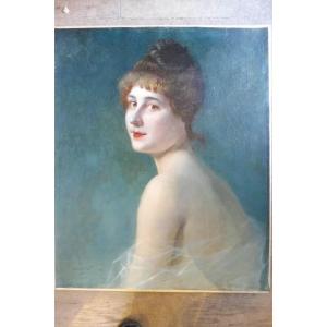 Oil On Canvas  Signed Jean Charles Gounod "portrait Of A Courtesan"
