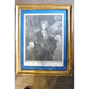 Engraving Of The 17 Century Representative Jean Baptiste Boyer, After Rigaud