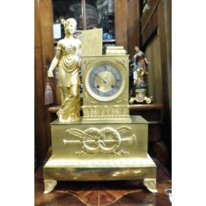 Gilt Bronze Clock Empire Period  