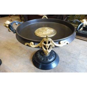 Empty-pocket Cup In Patinated And Gilded Bronze Circa 1860