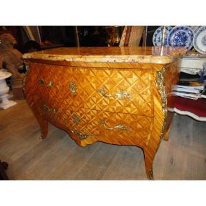 Louis XV Style Chest Of Drawers In Cube Marquetry  