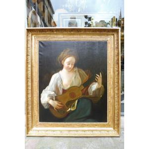 Important Oil On Canvas After Alexis Grimou "the Zither Player"