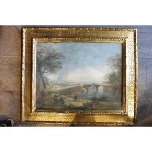 18th Century Gouache In Its Beautiful Louis XVI Gilded Wood Frame