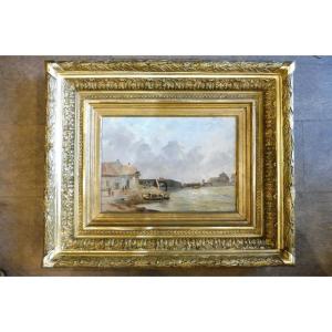 Oil On Canvas Signed Kellermann "animated Port Scene" In Its Frame