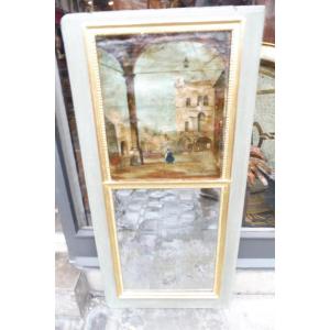 Trumeau Decorated With An Oil On Canvas "venice", Louis XVI Period