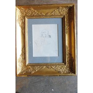 Pencil Drawing Signed Ingres, "portrait Of A Clergyman"