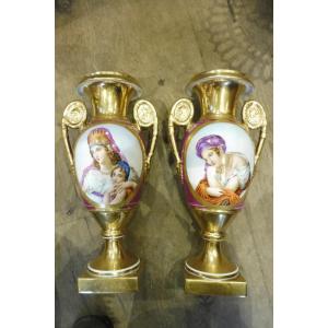Pair Of Paris Porcelain Vases, Restoration