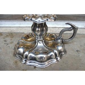 Foreign Silver Hand Candle Holder 