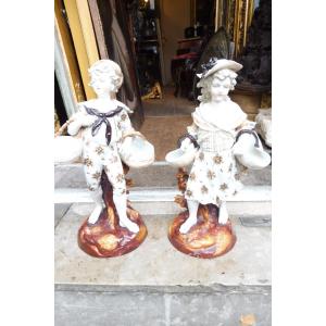 Pair Of 19th Century Paris Porcelain Bouquet Holders