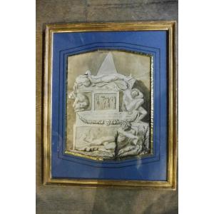 Wash Drawing 18 Eme "cenotaph Of Tibull"