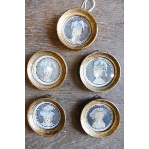 Set Of Five Small Louis XVI Engravings "models Of Hairstyles"