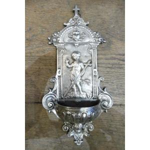 19th Century Silver Holy Water Font