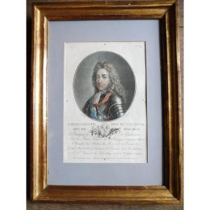 18th Century Color Engraving "the Duke Of Vendôme"