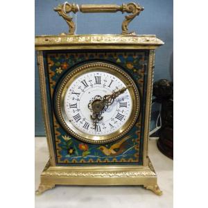 Second Empire Painted Sheet Metal And Brass Desk Clock 