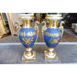 Pair Of Charles X Paris Porcelain Vases 